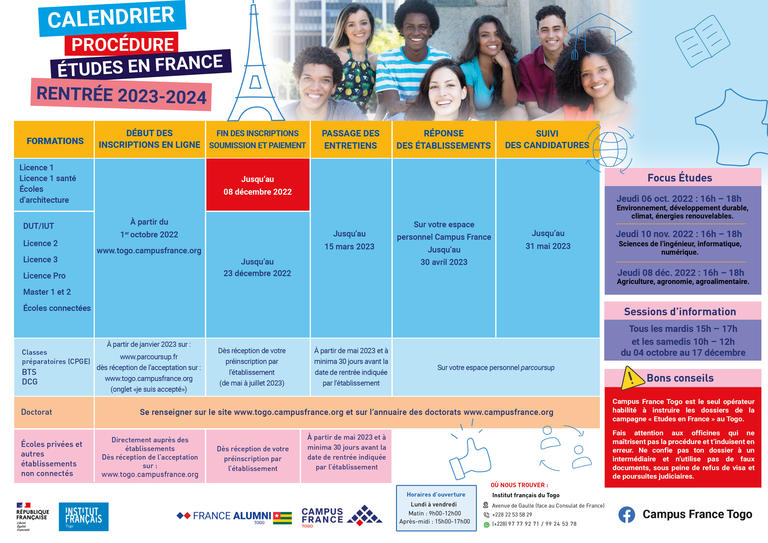 Fiches Procedures Pour La Rentree 2023 2024 Campus France Otosection   Calendrier Procédure  CF 2023 0 